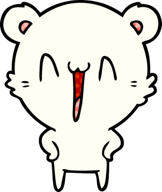 Bir insan tarafından çizilmiş mutlu kutup ayısı karikatürü