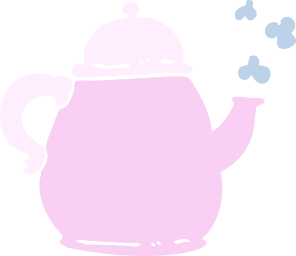 Bir insan tarafından çizilmiş düz renkli çizim çay.