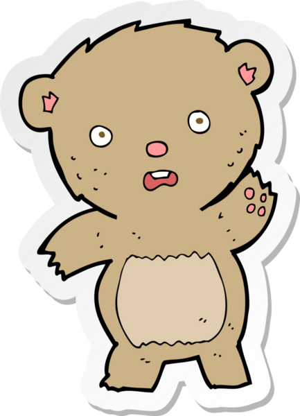 Bir insan tarafından çizilmiş mutsuz oyuncak ayının çıkartması.