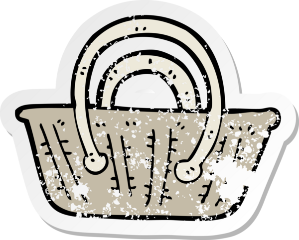 Bir insan tarafından çizilmiş karikatür sepetinin gerilimli etiketi.