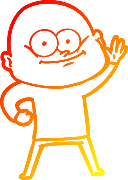 Bir insan tarafından çizilmiş kel bir adamın sıcak çizgi çizimi.