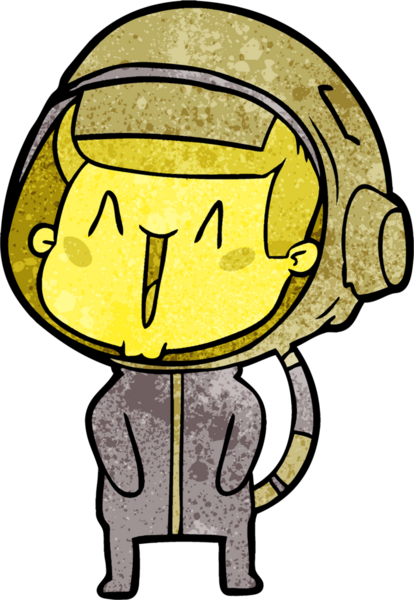 Bir insan tarafından çizilmiş mutlu astronot çizgi filmi.