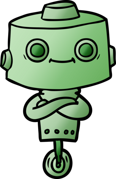 Bir insan tarafından çizilmiş çizgi film robotu