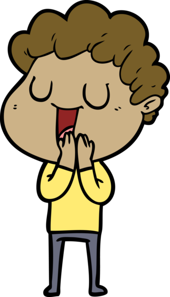 Bir insan tarafından çizilmiş gülen karikatür adam.