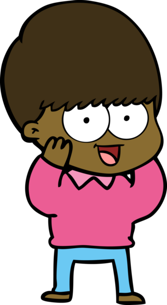 Bir insan tarafından çizilmiş mutlu çizgi film çocuğu.