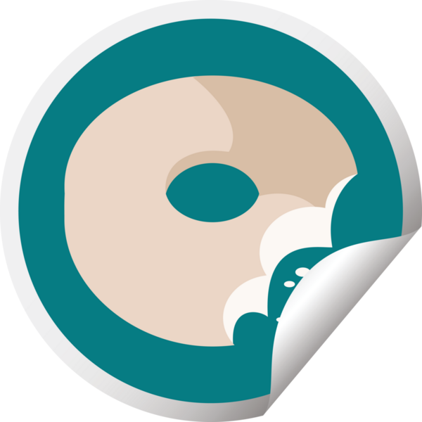 Isırılmış çörek grafik vektör çizimi bir insan tarafından çizilmiş dairesel etiket