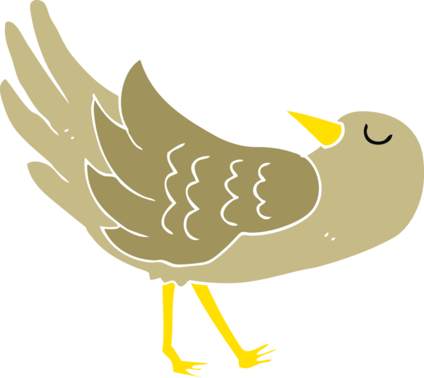 Bir insan tarafından çizilen kuşun düz renk çizimi