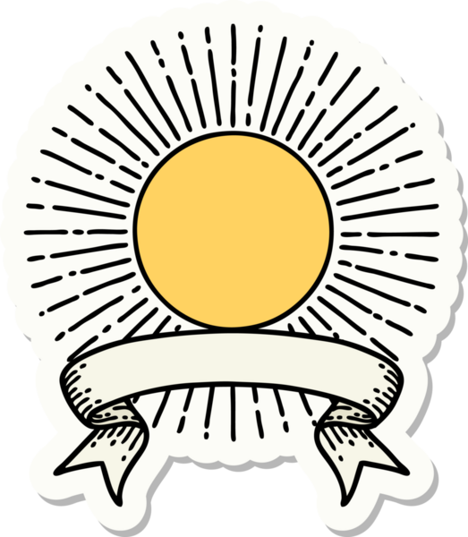 Bir insan tarafından çizilmiş güneş pankartıyla dövme stili.