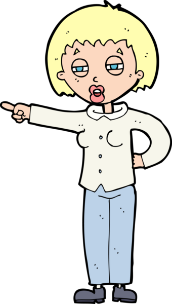 Çizgi filmdeki kadın bir insan tarafından azarlanıyor.