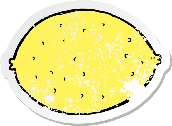 Bir insan tarafından çizilmiş karikatür limonunun sıkıntılı çıkartması