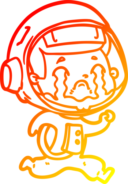 Bir insan tarafından çizilmiş, ağlayan bir astronotun sıcak çizgi çizimi