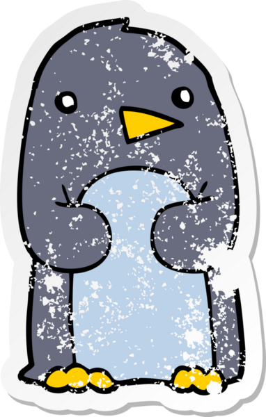 Bir insan tarafından çizilmiş karikatür pengueninin sıkıntılı çıkartması.