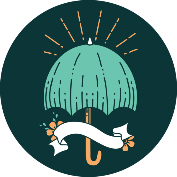 Bir insan tarafından çizilmiş dövme stili açık şemsiye simgesi