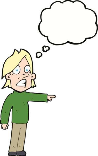 Bir insan tarafından çizilen düşünce baloncuğuyla adamı şaşırtan çizgi film.