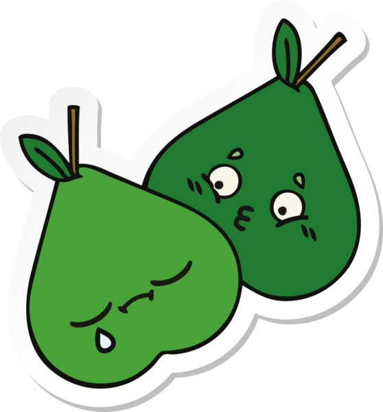 Bir insan tarafından çizilmiş şirin bir armutun çıkartması.