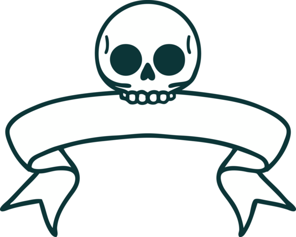 Bir insan tarafından çizilmiş geleneksel bir kafatası dövmesi.