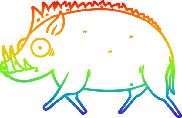 gökkuşağı gradyan çizgi çizimi bir insan tarafından çizilmiş vahşi domuz