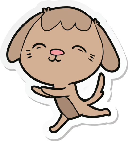 Bir insan tarafından çizilmiş mutlu bir köpeğin çıkartması.