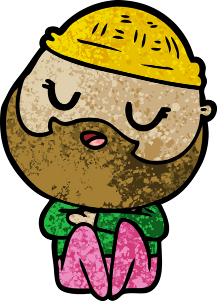 Bir insan tarafından çizilmiş sakallı bir çizgi film adamı.