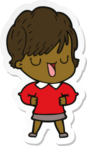 Bir insan tarafından çizilmiş bir karikatür kadının çıkartması.