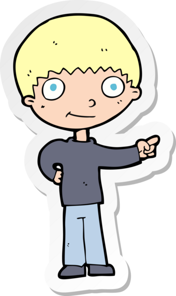 Bir insan tarafından çizilmiş mutlu bir çocuğun çıkartması.