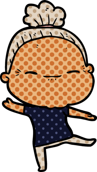 Bir insan tarafından çizilmiş barışçıl yaşlı bir kadın.