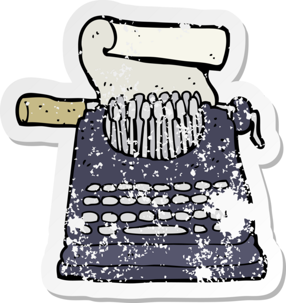 Bir insan tarafından çizilmiş bir daktilonun gerilimli retro yapıştırması