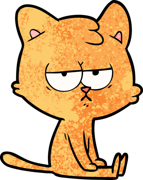 Bir insan tarafından çizilmiş sıkıcı çizgi film kedisi.