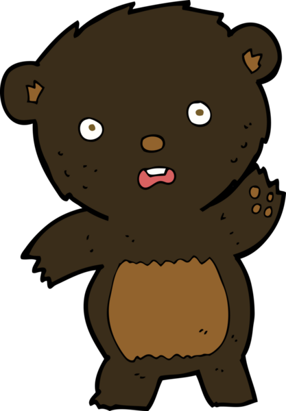 Bir insan tarafından çizilmiş siyah ayı yavrusunu sallayan at arabası.