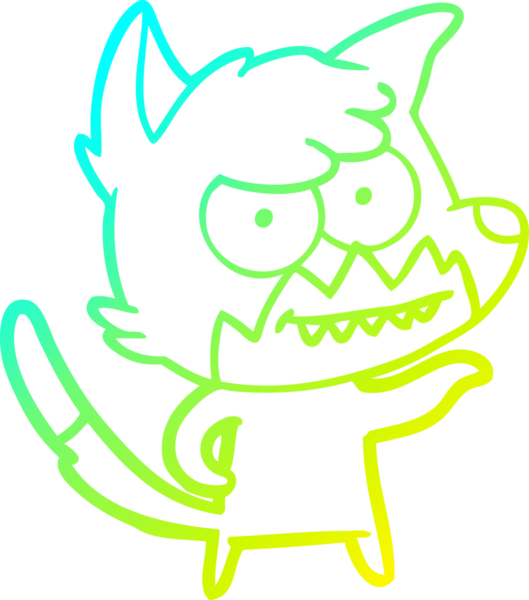 Bir insan tarafından çizilmiş sırıtan bir tilkinin soğuk çizgi çizimi