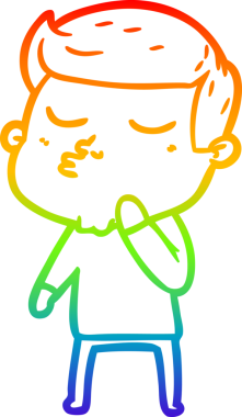 Gökkuşağı gradyan çizgi çizimi Bir insan tarafından çizilen çizgi film modeli adam