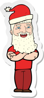 Bir insan tarafından çizilmiş Noel Baba çizgi filminin çıkartması.