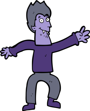 Bir insan tarafından çizilmiş bir vampir çizgi filmi.