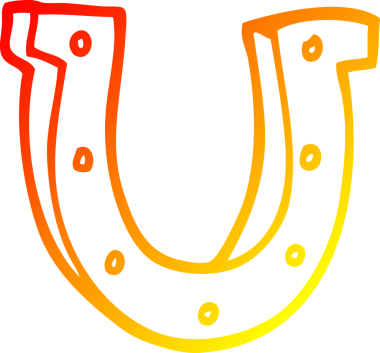 Bir insan tarafından çizilmiş altın renkli çizgi bir at nalı.