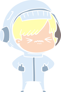 kızgın düz renkli çizgi film kızı bir insan tarafından çizilmiş.