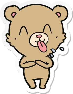 Bir insan tarafından çizilmiş kaba bir çizgi film ayısının çıkartması.