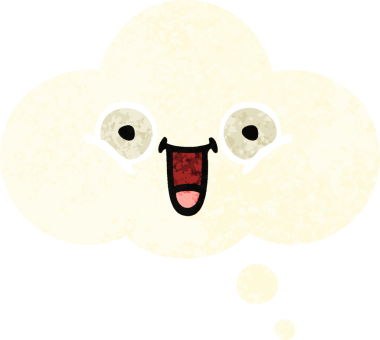 Bir insan tarafından çizilen düşünce baloncuğunun retro çizim tarzı karikatürü