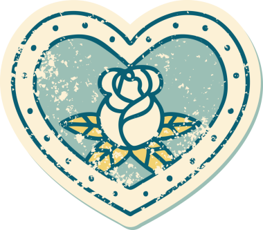 Bir insan tarafından çizilmiş kalp ve çiçeklerin sembolik depresif dövme şekli