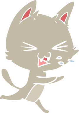 Bir insan tarafından çizilmiş düz renkli çizgi film kedisi.