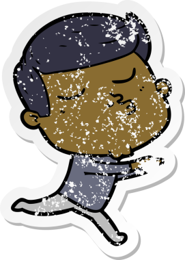 Bir insan tarafından çizilmiş karikatür mankeni adamın sıkıntılı çıkartması.