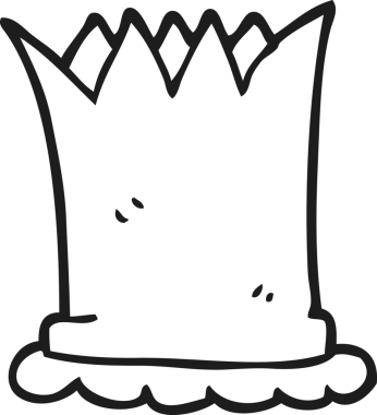 Bir insan tarafından çizilmiş siyah beyaz karikatür tacı.