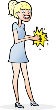 Çizgi filmdeki kadın bir insan tarafından çizilmiş el çırpıyor