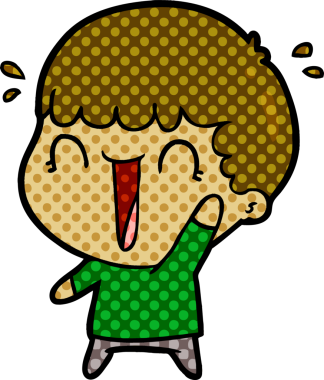 Bir insan tarafından çizilmiş gülen karikatür adam.