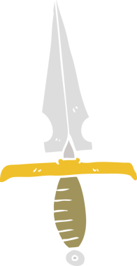 Bir insan tarafından çizilmiş bir hançerin düz renk çizimi