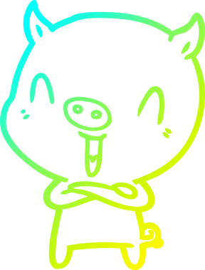 Bir insan tarafından çizilmiş mutlu çizgi film domuzu çizimi.