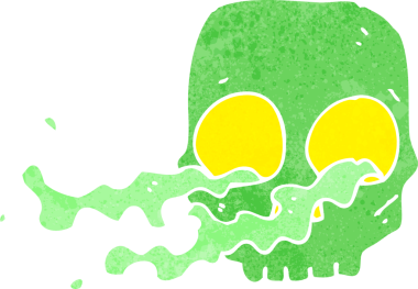 bir insan tarafından çizilmiş iğrenç bir kafatası
