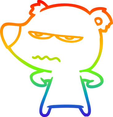 Bir insan tarafından çizilmiş kızgın bir ayı kutup karikatürü çizimi.