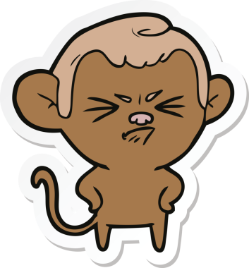 Bir insan tarafından çizilmiş sinir bozucu bir maymunun çıkartması.