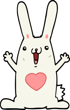 Bir insan tarafından çizilmiş aşık çizgi film tavşanı.