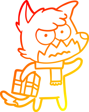 Bir insan tarafından çizilmiş, kızgın bir tilkinin sıcak çizgi çizimi.